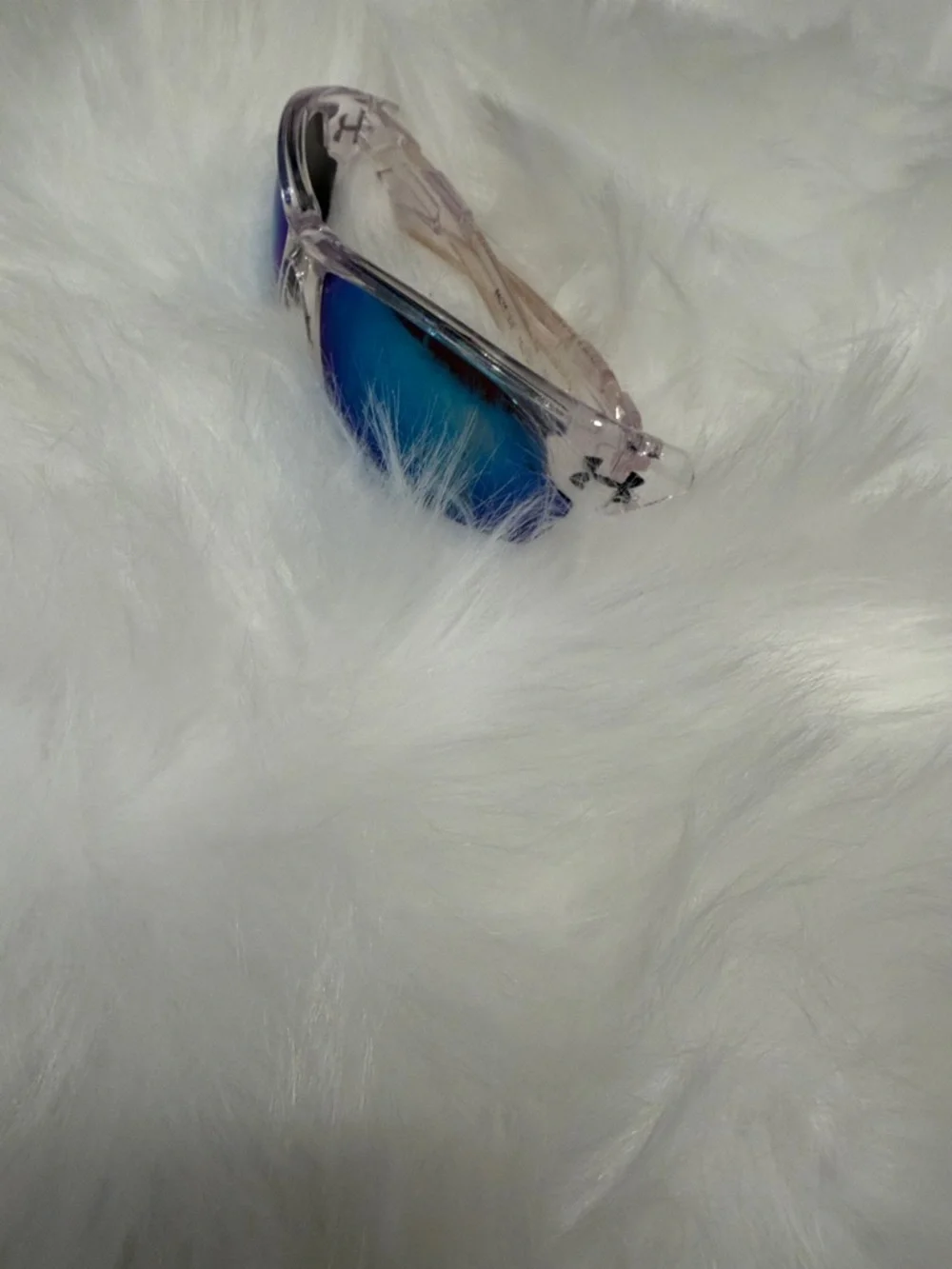 Under Armour Kids Sunglasses Clear Frame Blue Mirrored Lenses